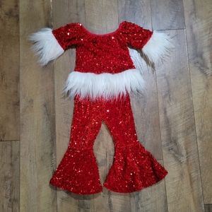 Mia Belle Girls Sequin Bell Bottom Set